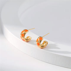 Orange Enamel & 18K Gold-Plated Spot Huggie Earrings