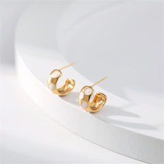 White Enamel & 18K Gold-Plated Spot Huggie Earrings