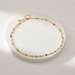 Multicolor Crystal & 18K Gold-Plated Station Necklace