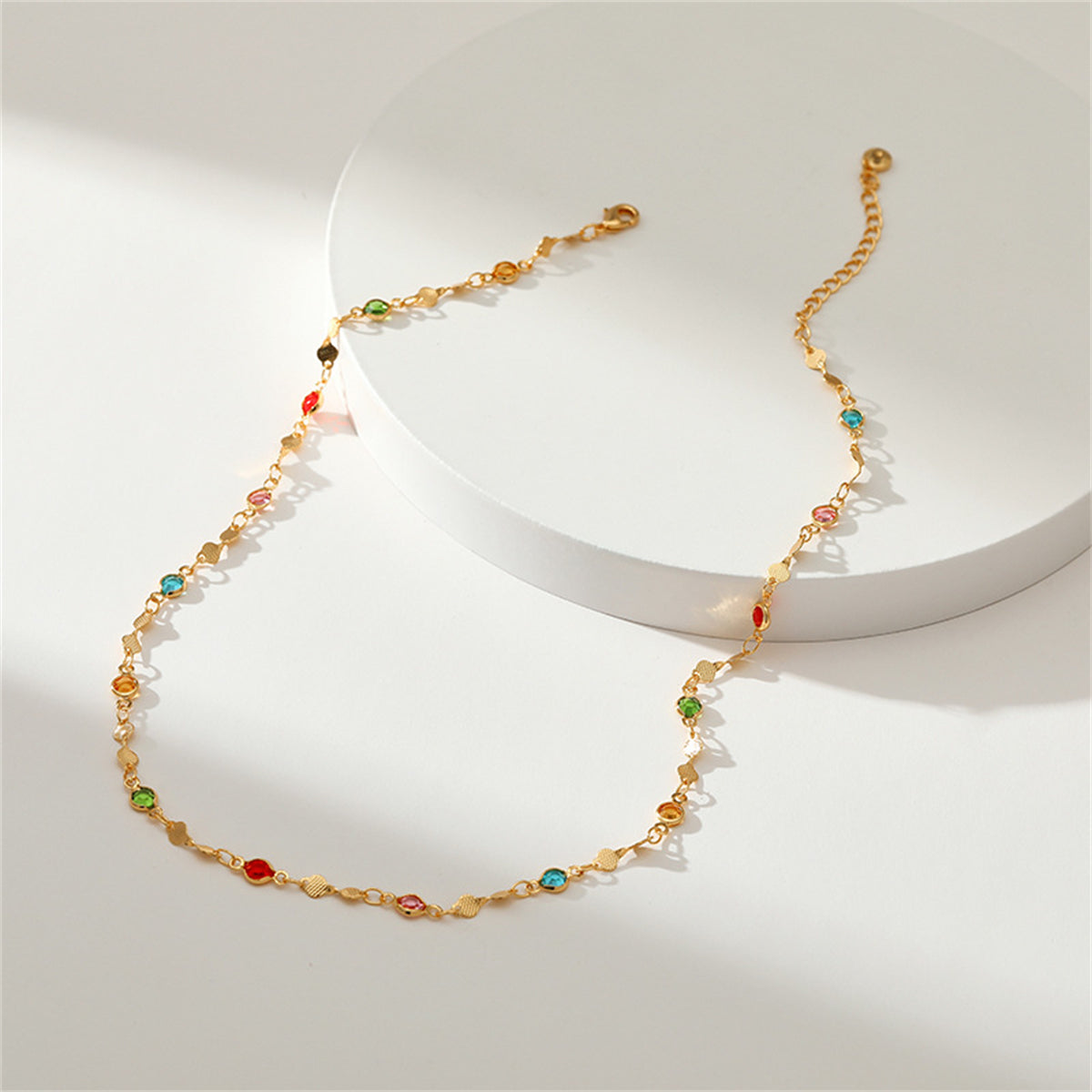 Multicolor Crystal & 18K Gold-Plated Station Necklace