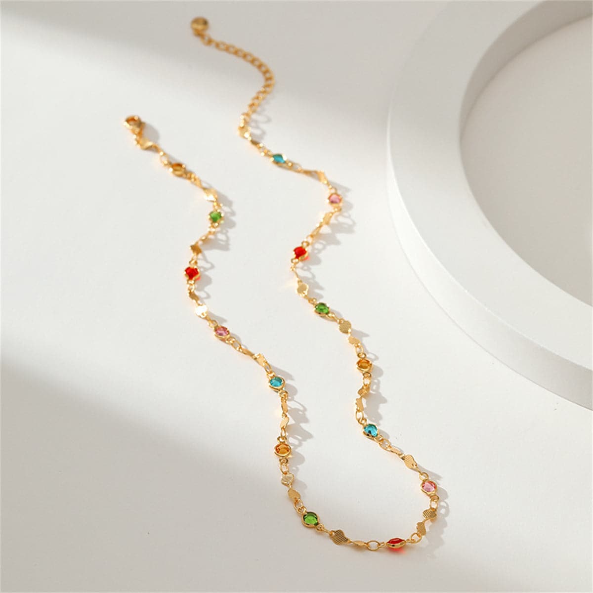 Multicolor Crystal & 18K Gold-Plated Station Necklace