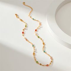 Multicolor Crystal & 18K Gold-Plated Station Necklace