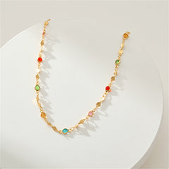 Multicolor Crystal & 18K Gold-Plated Station Necklace