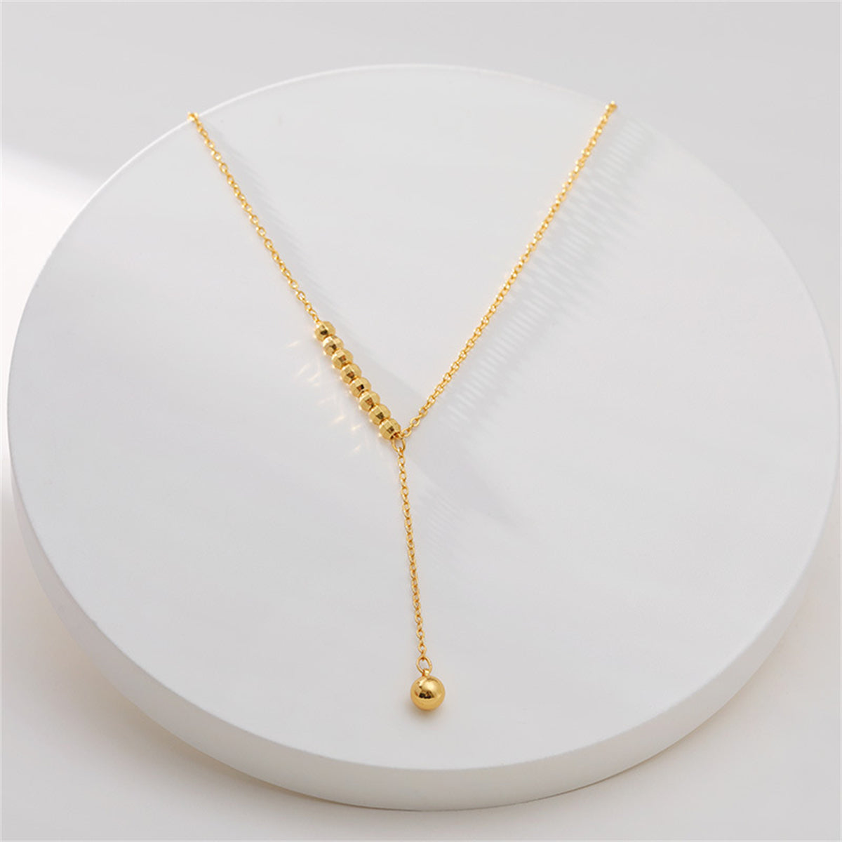 18K Gold-Plated Bead Lariat Necklace