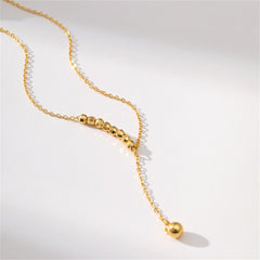 18K Gold-Plated Bead Lariat Necklace