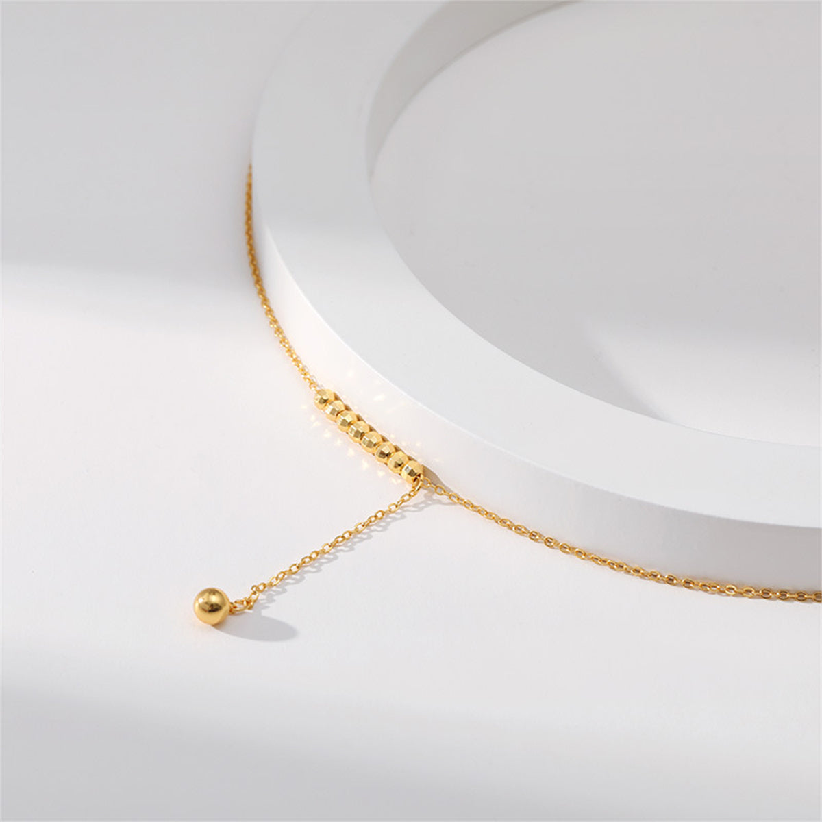 18K Gold-Plated Bead Lariat Necklace