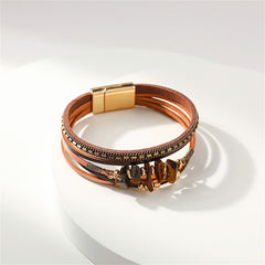 Brown Synthetic Stone Layered Bracelet