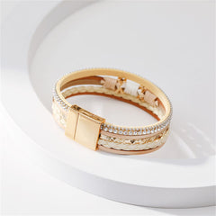 Beige & Cubic Zirconia Multistrand Cuff