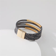 Black Polystyrene & 18K Gold-Plated Leopard Bar Multistrand Cuff