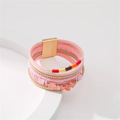 Pink Resin & Cubic Zirconia 18K Gold-Plated Beaded Multi-Strand Bracelet