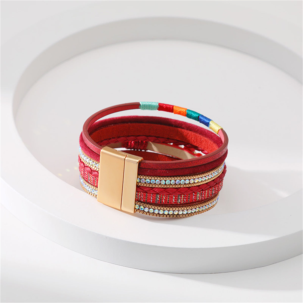 Red Polystyrene & Resin Layered Bracelet