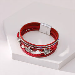 Red Polystyrene & Pearl Turtle Starfish Layered Bracelet