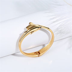 18K Gold-Plated Dolphin Hinged Bangle