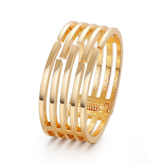 18K Gold-Plated Openwork Stripe Hinge Bangle