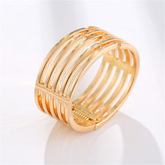 18K Gold-Plated Openwork Stripe Hinge Bangle