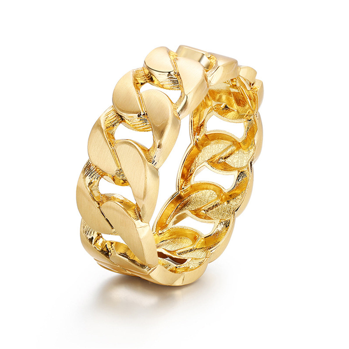 Elegant 18K gold-plated curb-chain bangle featuring a striking large link design, perfect for any stylish occasion.