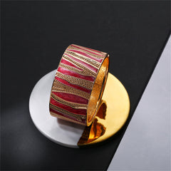 Red Enamel & 18K Gold-Plated Branch Bangle