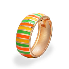 Green Enamel & 18K Gold-Plated Stripe Bangle