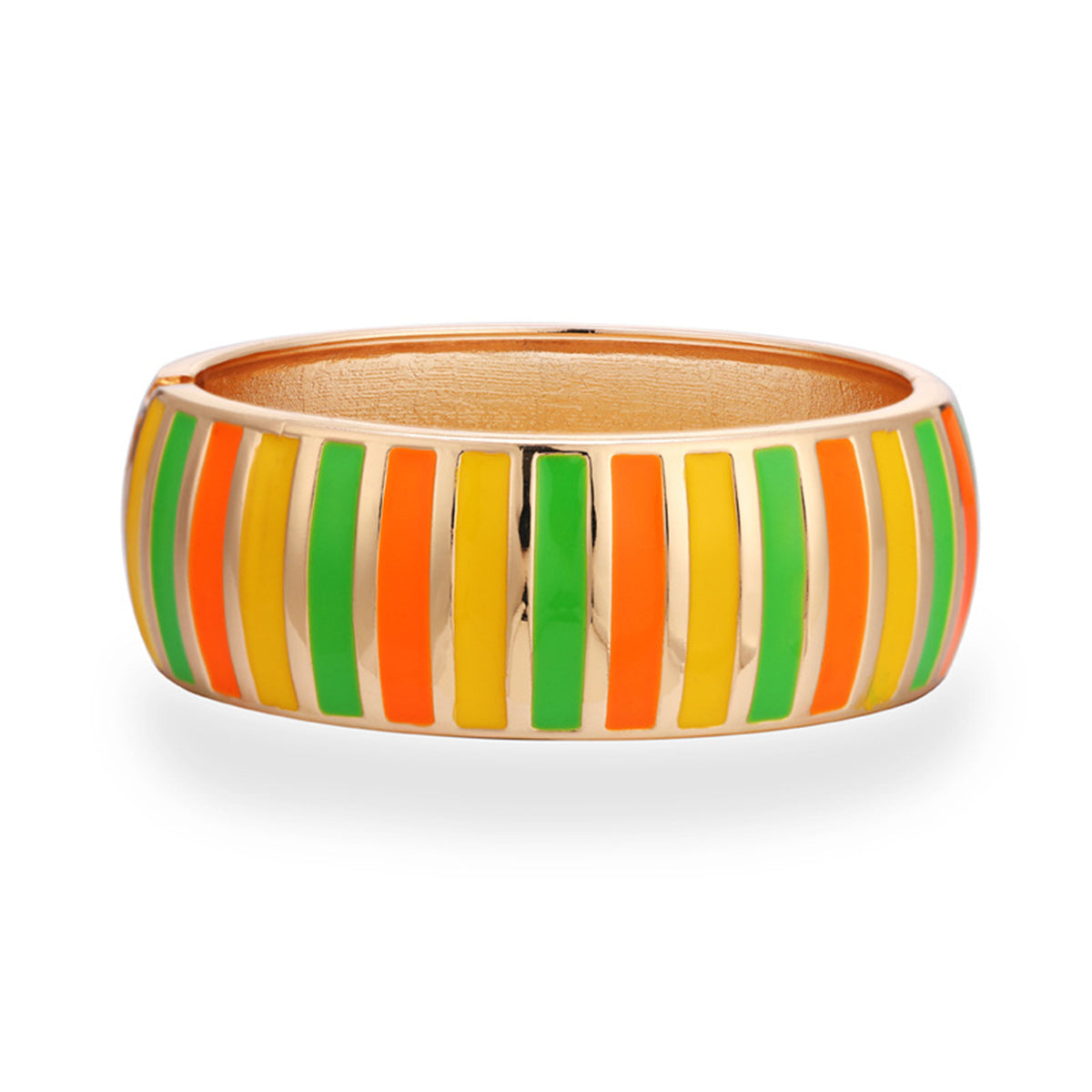 Green Enamel & 18K Gold-Plated Stripe Bangle