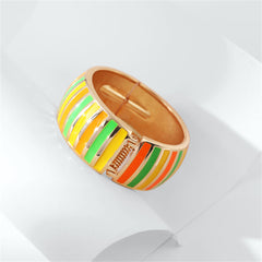 Green Enamel & 18K Gold-Plated Stripe Bangle