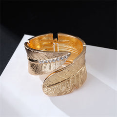 Cubic Zirconia & 18K Gold-Plated Feather Bypass Bangle