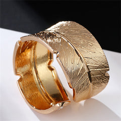 Cubic Zirconia & 18K Gold-Plated Feather Bypass Bangle