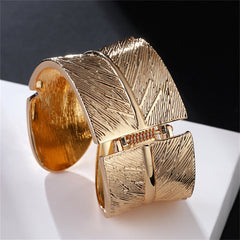 Cubic Zirconia & 18K Gold-Plated Feather Bypass Bangle