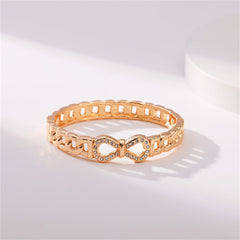 Clear Cubic Zirconia & 18K Gold-Plated Infinity Sign Charm Bangle