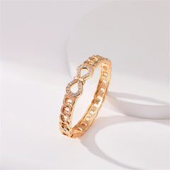 Clear Cubic Zirconia & 18K Gold-Plated Infinity Sign Charm Bangle