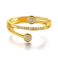 Clear Cubic Zirconia & 18K Gold-Plated Rattan Hinged Bypass Bangle