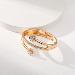 Clear Cubic Zirconia & 18K Gold-Plated Rattan Hinged Bypass Bangle