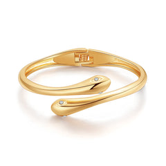 Cubic Zirconia & 18K Gold-Plated Double Snakes Hinge Bypass Bangle