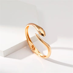 Cubic Zirconia & 18K Gold-Plated Snake Hinge Bypass Bangle