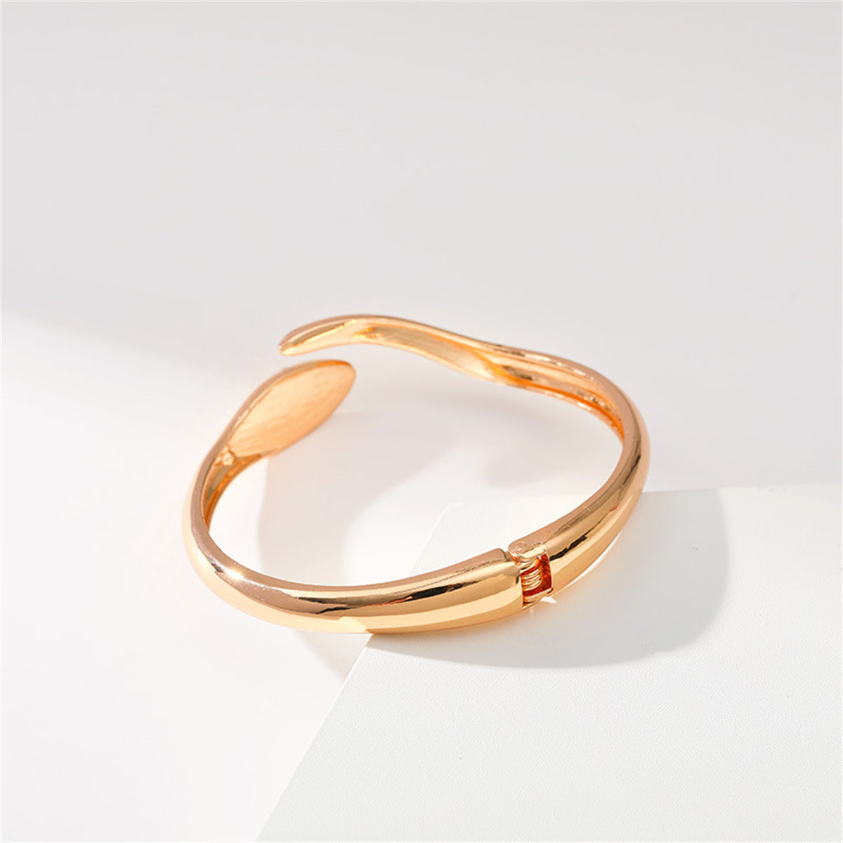 Cubic Zirconia & 18K Gold-Plated Snake Hinge Bypass Bangle