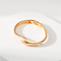 Cubic Zirconia & 18K Gold-Plated Snake Hinge Bypass Bangle