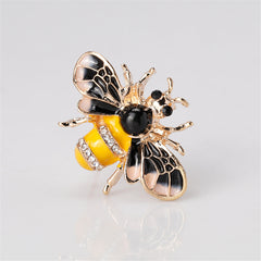 Yellow Enamel & Cubic Zirconia 18K Gold-Plated Bee Brooch