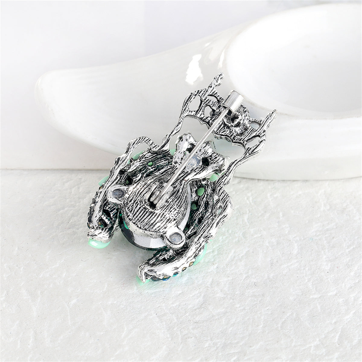 Blue Crystal & Cubic Zirconia Silver-Plated Beetle Brooch