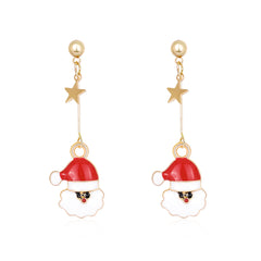 Red Enamel & 18K Gold-Plated Star Santa Drop Earrings