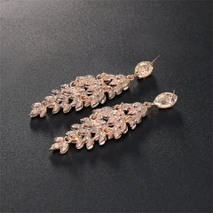 Green Crystal & Clear Cubic Zirconia Marquise Botanical Drop Earrings