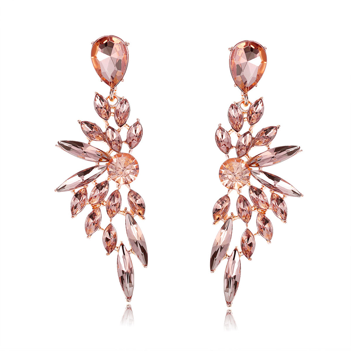 Champagne Crystal & 18K Gold-Plated Botanical Drop Earring