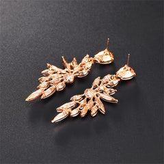 Red Crystal & 18K Gold-Plated Botanical Drop Earring