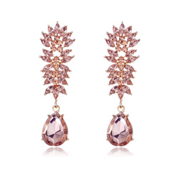 Champagne Crystal & Cubic Zirconia Botanical Drop Earring