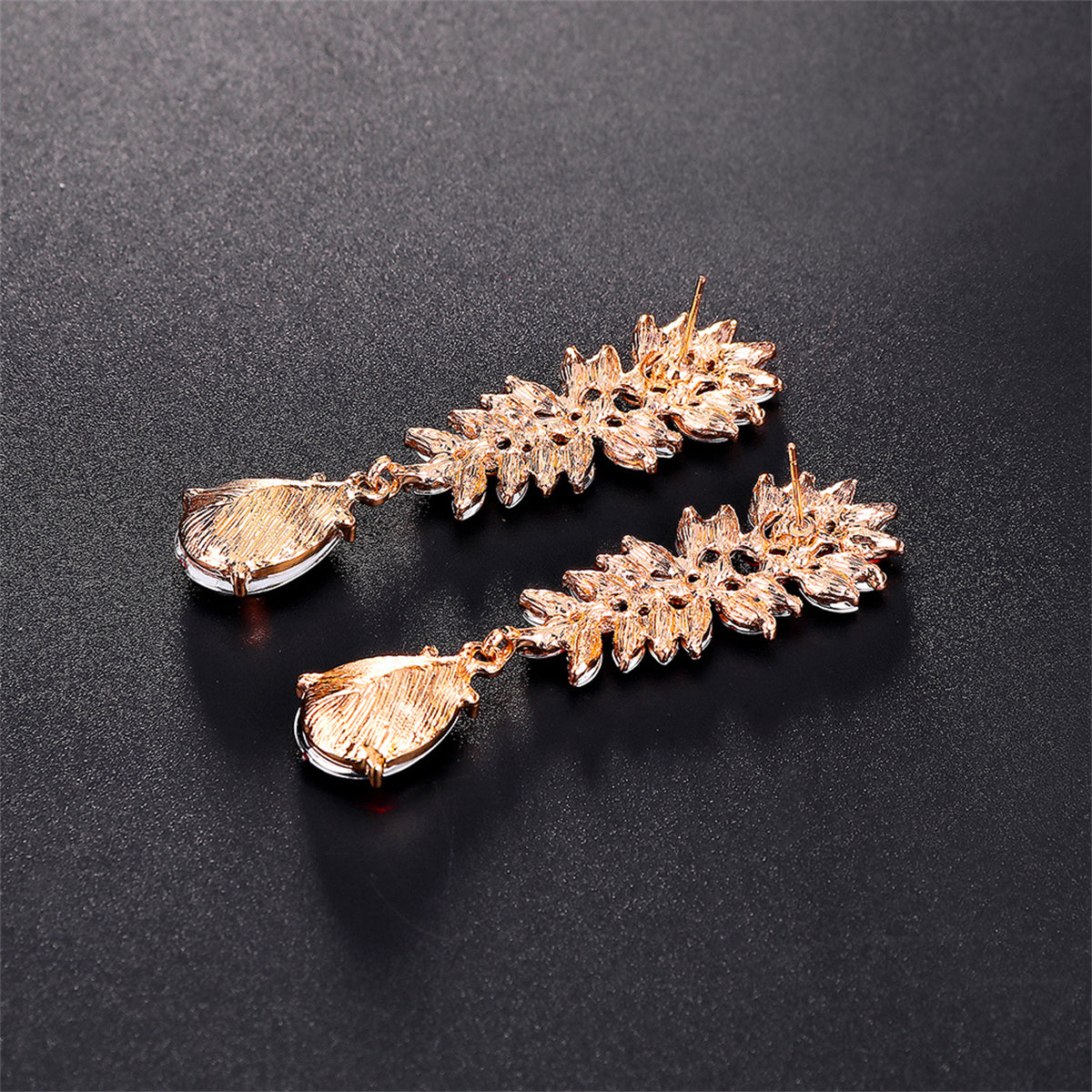 Champagne Crystal & Cubic Zirconia Botanical Drop Earring