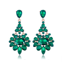 Green Crystal & Cubic Zirconia Oval-Cut Botanical Drop Earrings