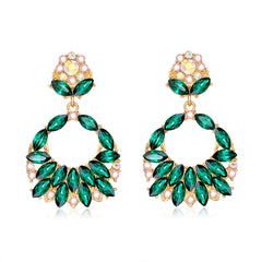 Green Crystal & Cubic Zirconia 18K Gold-Plated Botanical Drop Earrings