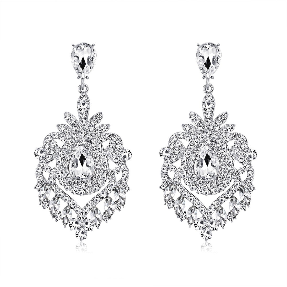 Crystal & Cubic Zirconia Silver-Plated Botanical Drop Earrings