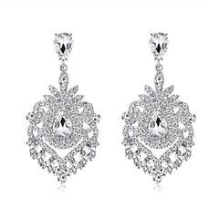 Crystal & Cubic Zirconia Silver-Plated Botanical Drop Earrings