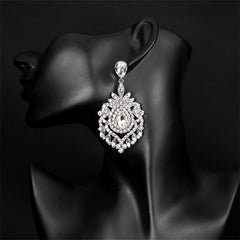 Crystal & Cubic Zirconia Silver-Plated Botanical Drop Earrings