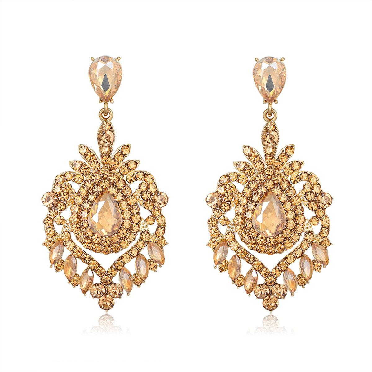 Yellow Crystal & Cubic Zirconia 18K Gold-Plated Botanical Drop Earrings