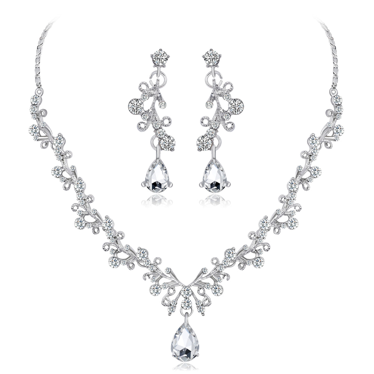 Crystal & Cubic Zirconia Botanical Collar Necklace Set